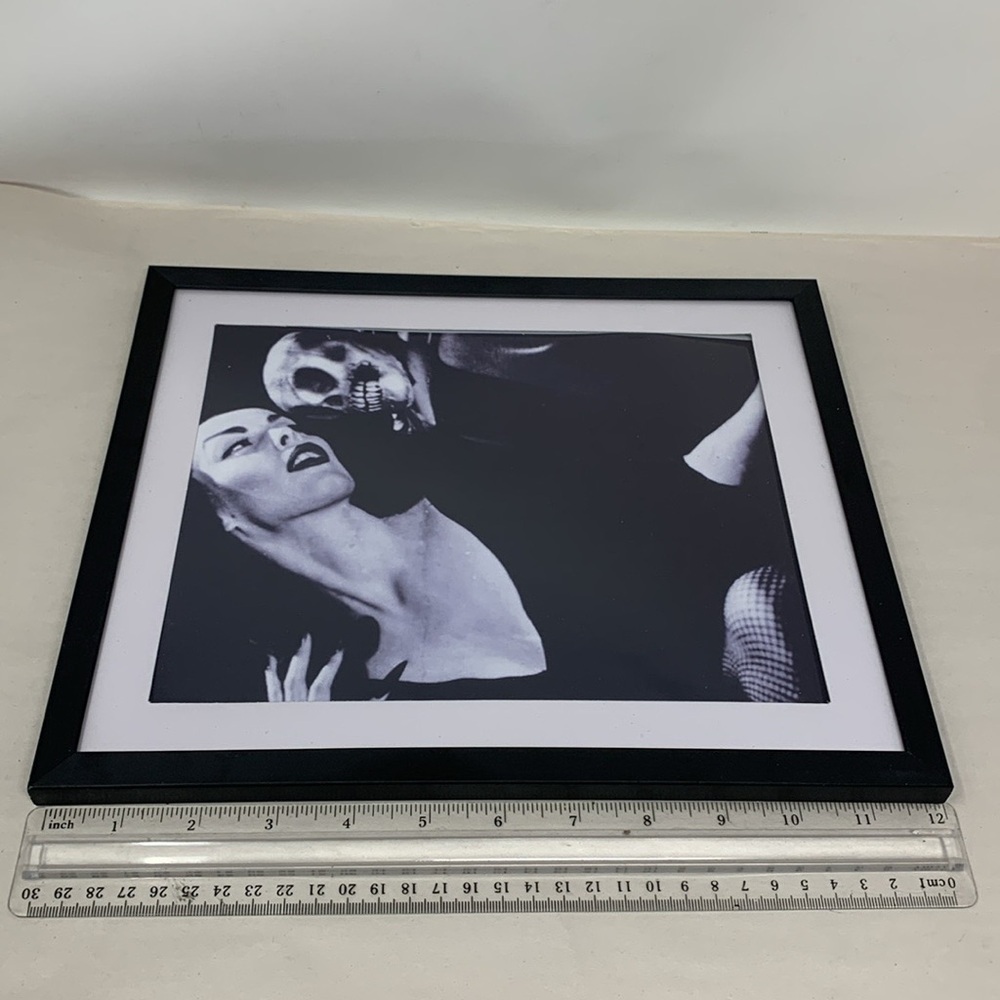 2 Vampira with skull heads Black and White Halloween Art Prints goth decor new - Picture 10 of 17